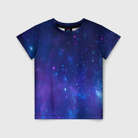 Детская футболка 3D с принтом Космос в Тюмени, 100% гипоаллергенный полиэфир | прямой крой, круглый вырез горловины, длина до линии бедер, чуть спущенное плечо, ткань немного тянется | galaxy | nebula | space | star | абстракция | вселенная | галактика | звезда | звезды | космический | планеты