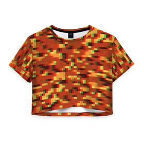 Женская футболка Cropp-top с принтом Пиксели в Тюмени, 100% полиэстер | круглая горловина, длина футболки до линии талии, рукава с отворотами | альтернативный камуфляж | армия | вдв | зеленый | камуфляж | пиксели | полевой | силовые структуры | текстуры | хаки