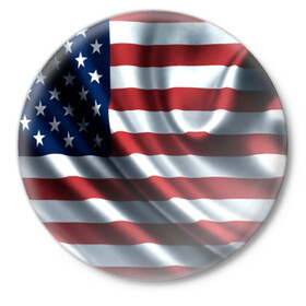 Значок с принтом Символика Америки в Тюмени,  металл | круглая форма, металлическая застежка в виде булавки | Тематика изображения на принте: usa | абстракция | америка | американский | герб | звезды | краска | символика сша | страны | сша | флаг | штаты
