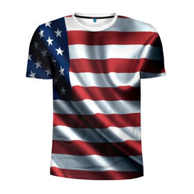 Мужская футболка 3D спортивная с принтом Символика Америки в Тюмени, 100% полиэстер с улучшенными характеристиками | приталенный силуэт, круглая горловина, широкие плечи, сужается к линии бедра | usa | абстракция | америка | американский | герб | звезды | краска | символика сша | страны | сша | флаг | штаты