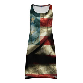 Платье-майка 3D с принтом USA 3D в Тюмени, 100% полиэстер | полуприлегающий силуэт, широкие бретели, круглый вырез горловины, удлиненный подол сзади. | usa | абстракция | америка | американский | герб | звезды | краска | символика сша | страны | сша | флаг | штаты