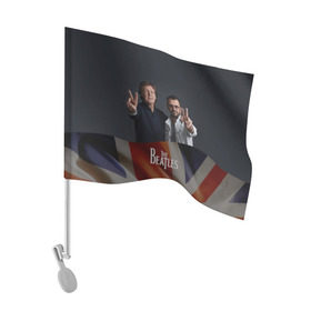 Флаг для автомобиля с принтом The Beatles в Тюмени, 100% полиэстер | Размер: 30*21 см | england | flag | group | music | rock | the beatles | битлз | группа | музыка
