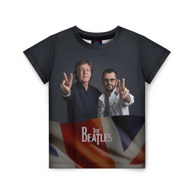 Детская футболка 3D с принтом The Beatles в Тюмени, 100% гипоаллергенный полиэфир | прямой крой, круглый вырез горловины, длина до линии бедер, чуть спущенное плечо, ткань немного тянется | england | flag | group | music | rock | the beatles | битлз | группа | музыка