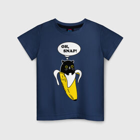 Детская футболка хлопок с принтом Oh, snap! в Тюмени, 100% хлопок | круглый вырез горловины, полуприлегающий силуэт, длина до линии бедер | banana | cat | kitten | банан | кот | котенок | кошка