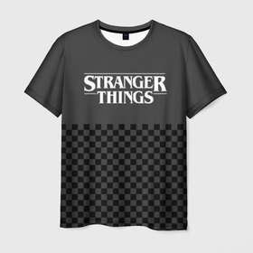 Мужская футболка 3D с принтом STRANGER THINGS Gray в Тюмени, 100% полиэфир | прямой крой, круглый вырез горловины, длина до линии бедер | 11 | 3 сезон | eleven | logo | netflix | stranger | things | дела | крайне | лого | логотип | одинадцать | одиннадцать | очень | события | странные | стренджер