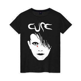 Женская футболка хлопок с принтом The Cure в Тюмени, 100% хлопок | прямой крой, круглый вырез горловины, длина до линии бедер, слегка спущенное плечо | cure | robert james smith | the cure | готик рок | группы | музыка | постпанк | роберт смит | рок