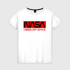 Женская футболка хлопок с принтом NASA (НА СПИНЕ) в Тюмени, 100% хлопок | прямой крой, круглый вырез горловины, длина до линии бедер, слегка спущенное плечо | flag | galaxy | nasa | space | space company | star | usa | астрономия | галактика | звезды | космическая компания | космос | наса | сша | флаг