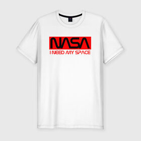 Мужская футболка премиум с принтом NASA (НА СПИНЕ) в Тюмени, 92% хлопок, 8% лайкра | приталенный силуэт, круглый вырез ворота, длина до линии бедра, короткий рукав | flag | galaxy | nasa | space | space company | star | usa | астрономия | галактика | звезды | космическая компания | космос | наса | сша | флаг