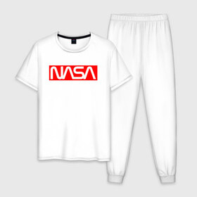 Мужская пижама хлопок с принтом NASA в Тюмени, 100% хлопок | брюки и футболка прямого кроя, без карманов, на брюках мягкая резинка на поясе и по низу штанин
 | galaxy | nasa | space | space company | star | астрономия | галактика | звезды | космическая компания | космос | наса