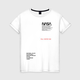Женская футболка хлопок с принтом NASA | НАСА (НА СПИНЕ) в Тюмени, 100% хлопок | прямой крой, круглый вырез горловины, длина до линии бедер, слегка спущенное плечо | galaxy | nasa | space | space company | star | астрономия | галактика | звезды | космическая компания | космос | наса