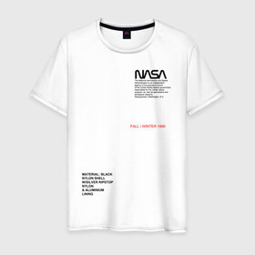 Мужская футболка хлопок с принтом NASA в Тюмени, 100% хлопок | прямой крой, круглый вырез горловины, длина до линии бедер, слегка спущенное плечо. | Тематика изображения на принте: galaxy | nasa | space | space company | star | астрономия | галактика | звезды | космическая компания | космос | наса