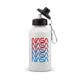 Бутылка спортивная с принтом NASA в Тюмени, металл | емкость — 500 мл, в комплекте две пластиковые крышки и карабин для крепления | galaxy | nasa | space | space company | star | астрономия | галактика | звезды | космическая компания | космос | наса