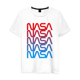 Мужская футболка хлопок с принтом NASA в Тюмени, 100% хлопок | прямой крой, круглый вырез горловины, длина до линии бедер, слегка спущенное плечо. | galaxy | nasa | space | space company | star | астрономия | галактика | звезды | космическая компания | космос | наса