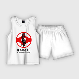 Детская пижама с шортами хлопок с принтом Karate Kyokushin в Тюмени,  |  | box | boxing | bruce lee | champion | dragon | fight | fighter | judo | muay thai | team | tiger | ufc | али | боевые | боец | бой | бокс | боксер | борьба | брюс ли | воин | дзюдо | дракон | единоборства | искусство | карате | контакт | кулак | лев