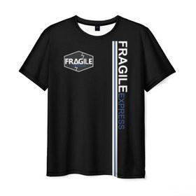 Мужская футболка 3D с принтом FRAGILE EXPRESS в Тюмени, 100% полиэфир | прямой крой, круглый вырез горловины, длина до линии бедер | bridges | death stranding | fragile express | games | kojima | kojima productions | logo | ludens | игры | кодзима | лого | люденс