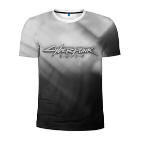 Мужская футболка 3D спортивная с принтом CYBERPUNK 2077 в Тюмени, 100% полиэстер с улучшенными характеристиками | приталенный силуэт, круглая горловина, широкие плечи, сужается к линии бедра | 2019 | black | cd project red | cyberpunk 2077 | future | grey | hack | night city | samurai | sci fi | андроиды | безумие | будущее | киберпанк 2077 | логотип | роботы | самураи | фантастика | цифры