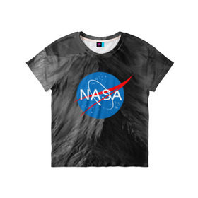Детская футболка 3D с принтом NASA в Тюмени, 100% гипоаллергенный полиэфир | прямой крой, круглый вырез горловины, длина до линии бедер, чуть спущенное плечо, ткань немного тянется | galaxy | nasa | space | space company | star | астрономия | галактика | звезды | космическая компания | космос | наса