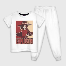 Детская пижама хлопок с принтом Megumin в Тюмени, 100% хлопок |  брюки и футболка прямого кроя, без карманов, на брюках мягкая резинка на поясе и по низу штанин
 | anime | konosuba | manga | megumin | аниме | коносуба | мэгумин