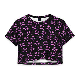 Женская футболка Cropp-top с принтом LIL PEEP в Тюмени, 100% полиэстер | круглая горловина, длина футболки до линии талии, рукава с отворотами | lil peep | lil prince | logo | music | pink | rap | зарубежная музыка | зарубежные | лил пип | лого | маленький принц | музыка | реп | розовый
