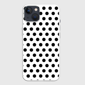 Чехол для iPhone 13 с принтом Черный горошек в Тюмени,  |  | белый | горошек | круги | кружки | текстура | черный горох | черный горошек | шарики