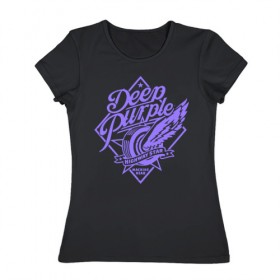 Женская футболка хлопок с принтом Deep Purple в Тюмени, 100% хлопок | прямой крой, круглый вырез горловины, длина до линии бедер, слегка спущенное плечо | deep purple | группы | дип пёрпл | жэви метал | метал | музыка | рок | хард рок