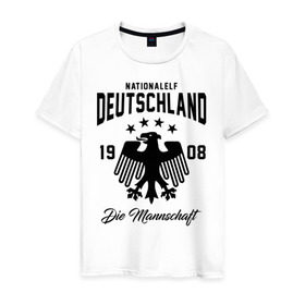 Мужская футболка хлопок с принтом Сборная Германии в Тюмени, 100% хлопок | прямой крой, круглый вырез горловины, длина до линии бедер, слегка спущенное плечо. | deutsche | deutschland | die mannschaft | germany | германия | немецкая сборная | сборная | сборная гемании по футболу | сборная германии | форма | футбол