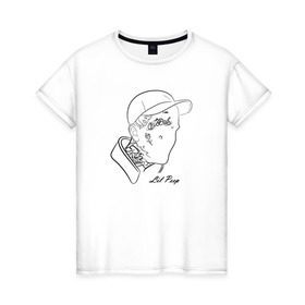 Женская футболка хлопок с принтом Lil Peep в Тюмени, 100% хлопок | прямой крой, круглый вырез горловины, длина до линии бедер, слегка спущенное плечо | 