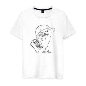 Мужская футболка хлопок с принтом Lil Peep в Тюмени, 100% хлопок | прямой крой, круглый вырез горловины, длина до линии бедер, слегка спущенное плечо. | 