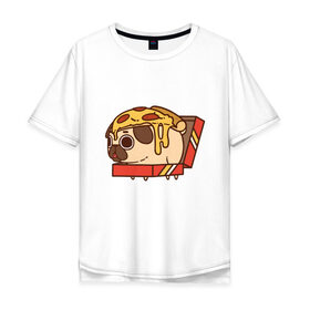 Мужская футболка хлопок Oversize с принтом Pizza Dog в Тюмени, 100% хлопок | свободный крой, круглый ворот, “спинка” длиннее передней части | amimals | cook | dog | doggy | food | pizza | woof | боксер | бульдог | бультерьер | волк | гав | доберман | дог | долматинец | друг | еда | животные | йорк | кок | мопс | овчарка | пёс | песик | питомец | пицца | повар | пудель