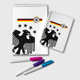 Блокнот с принтом Сборная Германии в Тюмени, 100% бумага | 48 листов, плотность листов — 60 г/м2, плотность картонной обложки — 250 г/м2. Листы скреплены удобной пружинной спиралью. Цвет линий — светло-серый
 | deutsche | deutschland | die mannschaft | germany | германия | немецкая сборная | сборная | сборная гемании по футболу | сборная германии | форма | футбол