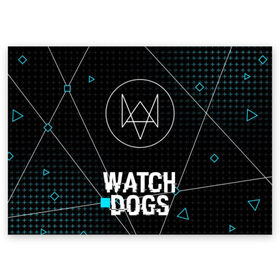 Поздравительная открытка с принтом РЮКЗАК WATCH DOGS в Тюмени, 100% бумага | плотность бумаги 280 г/м2, матовая, на обратной стороне линовка и место для марки
 | action | ct os | ded sec | fox | gamer | glitch | hacker | player | watch dogs | watch dogs 2 | глитч | знак лиса | игра | компьютерная игра | хакер