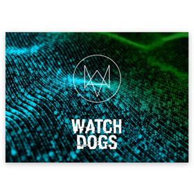 Поздравительная открытка с принтом WATCH DOGS в Тюмени, 100% бумага | плотность бумаги 280 г/м2, матовая, на обратной стороне линовка и место для марки
 | action | ct os | ded sec | fox | gamer | glitch | hacker | player | watch dogs | watch dogs 2 | глитч | знак лиса | игра | компьютерная игра | хакер