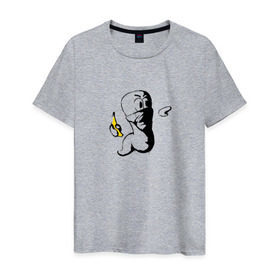 Мужская футболка хлопок с принтом Worms в Тюмени, 100% хлопок | прямой крой, круглый вырез горловины, длина до линии бедер, слегка спущенное плечо. | dos | банан | бэнкси | война | граната | граффити | игра | ретро | червяк | червячки | червячок