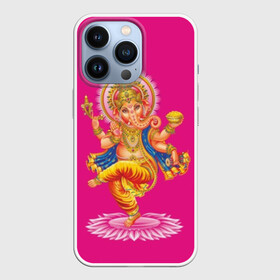 Чехол для iPhone 13 Pro с принтом Ганеша в Тюмени,  |  | character | deity | elephant | four | ganesh | god | gold | hands | head | hinduism | jewel | jewels | lord | ornament | pattern | well being | wisdom | благополучие | бог | божество | владыка | ганеша | голова | драгоценности | золото | индуизм | мудрост