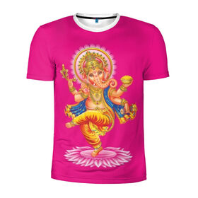 Мужская футболка 3D спортивная с принтом Ганеша в Тюмени, 100% полиэстер с улучшенными характеристиками | приталенный силуэт, круглая горловина, широкие плечи, сужается к линии бедра | character | deity | elephant | four | ganesh | god | gold | hands | head | hinduism | jewel | jewels | lord | ornament | pattern | well being | wisdom | благополучие | бог | божество | владыка | ганеша | голова | драгоценности | золото | индуизм | мудрост
