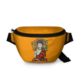 Поясная сумка 3D с принтом Happy Buddha Purnima в Тюмени, 100% полиэстер | плотная ткань, ремень с регулируемой длиной, внутри несколько карманов для мелочей, основное отделение и карман с обратной стороны сумки застегиваются на молнию | buddha | golden | happy | indian | kesa | lotus | monk | orange | ornament | pattern | pose | religion | shakyamuni | spiritual | te | будда | буддизм | духовный | золотой | индийский | кашая | кэса | лотос | оранжевый | орнамент | основатель | по