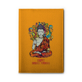 Обложка для автодокументов с принтом Happy Buddha Purnima в Тюмени, натуральная кожа |  размер 19,9*13 см; внутри 4 больших “конверта” для документов и один маленький отдел — туда идеально встанут права | Тематика изображения на принте: buddha | golden | happy | indian | kesa | lotus | monk | orange | ornament | pattern | pose | religion | shakyamuni | spiritual | te | будда | буддизм | духовный | золотой | индийский | кашая | кэса | лотос | оранжевый | орнамент | основатель | по