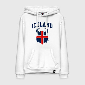 Мужская толстовка с принтом Исландия в Тюмени, френч-терри, мягкий теплый начес внутри (100% хлопок) | карман-кенгуру, эластичные манжеты и нижняя кромка, капюшон с подкладом и шнурком | Тематика изображения на принте: iceland | iseland | исландия | сборная | сборная исландии | сборная исландии по футболу | сборные | форма | футбол | чемпионат мира по футболу