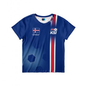 Детская футболка 3D с принтом Сборная Исландии в Тюмени, 100% гипоаллергенный полиэфир | прямой крой, круглый вырез горловины, длина до линии бедер, чуть спущенное плечо, ткань немного тянется | iceland | iseland | исландия | сборная | сборная исландии | сборная исландии по футболу | сборные | форма | футбол | чемпионат мира по футболу