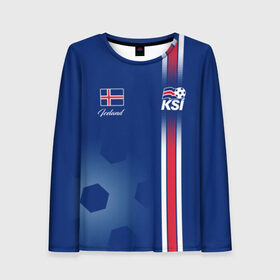 Женский лонгслив 3D с принтом Сборная Исландии в Тюмени, 100% полиэстер | длинные рукава, круглый вырез горловины, полуприлегающий силуэт | iceland | iseland | исландия | сборная | сборная исландии | сборная исландии по футболу | сборные | форма | футбол | чемпионат мира по футболу