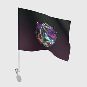 Флаг для автомобиля с принтом неон в Тюмени, 100% полиэстер | Размер: 30*21 см | арт | графика | динозавр | диско | неон | рисунок