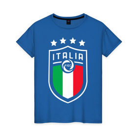 Женская футболка хлопок с принтом Сборная Италии в Тюмени, 100% хлопок | прямой крой, круглый вырез горловины, длина до линии бедер, слегка спущенное плечо | italia | italy | squadra azzurra | италия | сборная италии | сборная италии по футболу | форма | футбольные сборные | чемпионат европы | чемпионат мира
