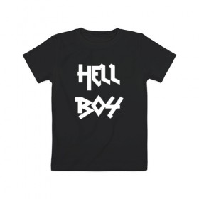 Детская футболка хлопок с принтом Hell Boy в Тюмени, 100% хлопок | круглый вырез горловины, полуприлегающий силуэт, длина до линии бедер | awful things | gustav | lil peep | густав ор | клауд | клауд рэп | лил | лили | певец | пееп | пеп | пип | пост эмо | реп | репер | рэп | рэпер | трэп | хип | хип хоп | хоп | эмо трэп