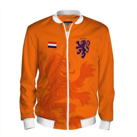 Мужской бомбер 3D с принтом Сборная Голландии в Тюмени, 100% полиэстер | застегивается на молнию, по бокам два кармана без застежек, по низу бомбера и на воротнике - эластичная резинка | Тематика изображения на принте: holland | nederland | netherlands | голландия | нидерланды | сборная голландии | сборная голландии по футболу | сборная нидерландов | форма | футбольные сборные | чемпионат