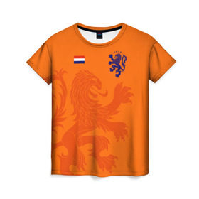 Женская футболка 3D с принтом Сборная Голландии в Тюмени, 100% полиэфир ( синтетическое хлопкоподобное полотно) | прямой крой, круглый вырез горловины, длина до линии бедер | holland | nederland | netherlands | голландия | нидерланды | сборная голландии | сборная голландии по футболу | сборная нидерландов | форма | футбольные сборные | чемпионат