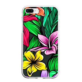 Чехол для iPhone 7Plus/8 Plus матовый с принтом тропики в Тюмени, Силикон | Область печати: задняя сторона чехла, без боковых панелей | джунгли | листья | цветы | яркость