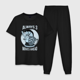 Мужская пижама хлопок с принтом Шахматы в Тюмени, 100% хлопок | брюки и футболка прямого кроя, без карманов, на брюках мягкая резинка на поясе и по низу штанин
 | 