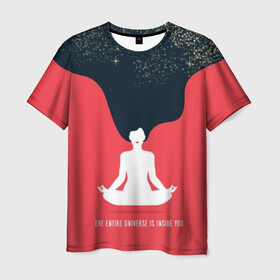 Мужская футболка 3D с принтом International Yoga Day  в Тюмени, 100% полиэфир | прямой крой, круглый вырез горловины, длина до линии бедер | black | day | ethnic | flower | girl | hair | international | lights | lips | lotus | red | sky | space | stars | woman | yoga | волосы | губы | девушка | день | женщина | звезды | йог | космос | красные | лотос | медитация | международный | небо | огни |