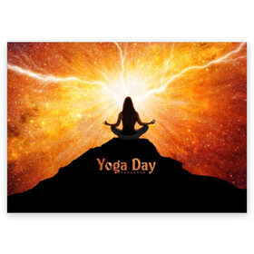 Поздравительная открытка с принтом International Yoga Day в Тюмени, 100% бумага | плотность бумаги 280 г/м2, матовая, на обратной стороне линовка и место для марки
 | Тематика изображения на принте: 21 июня | day | energy | girl | international | ju | lightning | lotus | meditation | mountain | pose | silhouette | sky | space | stars | universe | woman | yoga | yogi | вселенная | гора | девушка | день | женщина | звёзды | йог | йоги | космос | лотос 