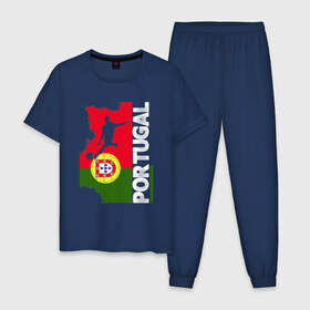 Мужская пижама хлопок с принтом Португалия в Тюмени, 100% хлопок | брюки и футболка прямого кроя, без карманов, на брюках мягкая резинка на поясе и по низу штанин
 | Тематика изображения на принте: coach | football | game | portugal | ronaldo | soccer | sport | team | вратарь | гол | игра | игрок | кубок | мяч | победа | португалия | роналду. криштиану | сборная | соккер | спорт | спортсмен | тренер | флаг | футбол | футболист